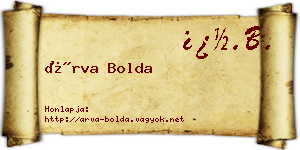 Árva Bolda névjegykártya